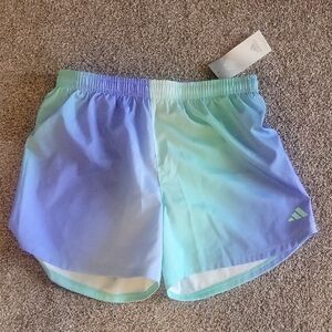 Adidas Girls Gradient Purple and Green Athletic Shorts Size XL NWT